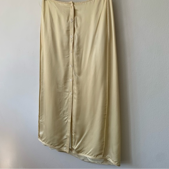 NWT Acne Studios Idella Satin Silk Button Midi Slip Skirt Butter Straw Yellow - Picture 6 of 11